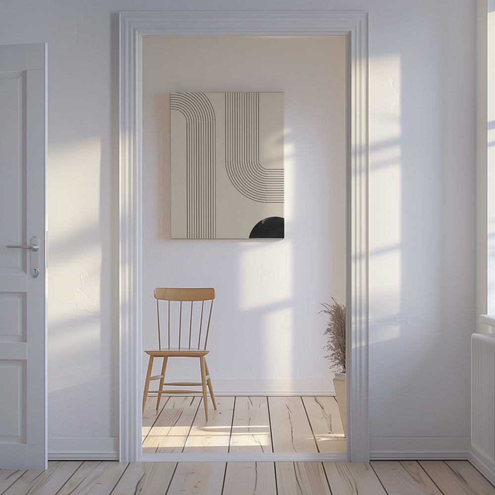 Zwarte minimalistische lijnkunst | Canvas