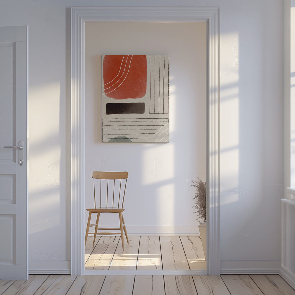 Oranje Minimale Vormen #1 | Canvas