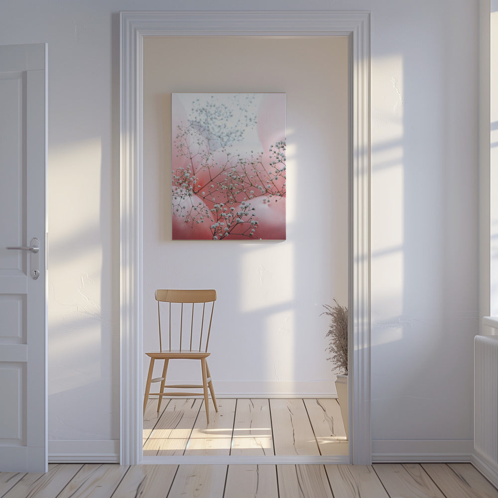 Delicate bloemen en roze ballonnen | Canvas
