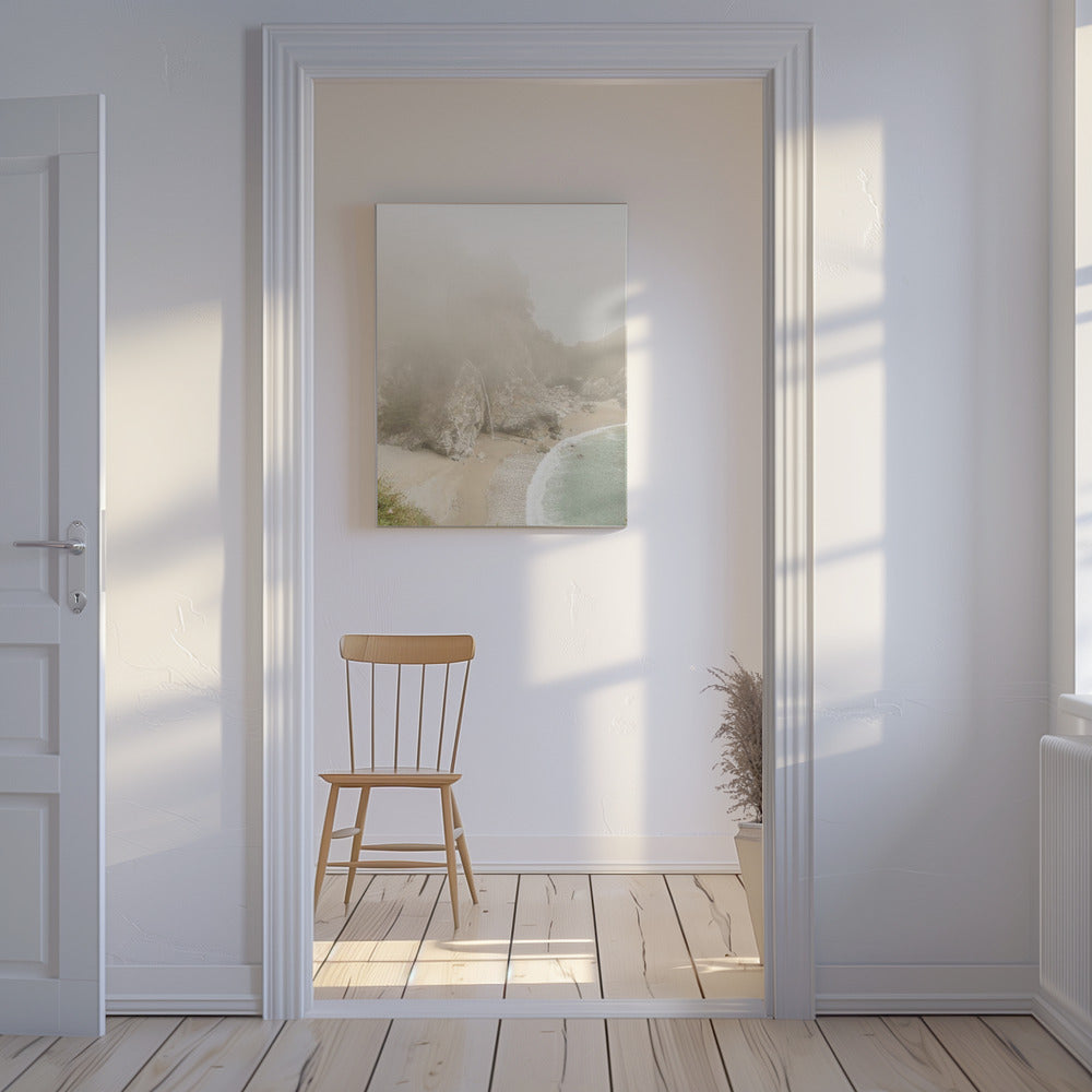 Mistige kusthaven | Canvas