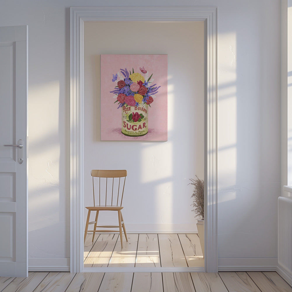 Bloemen in een vintage blik | Canvas