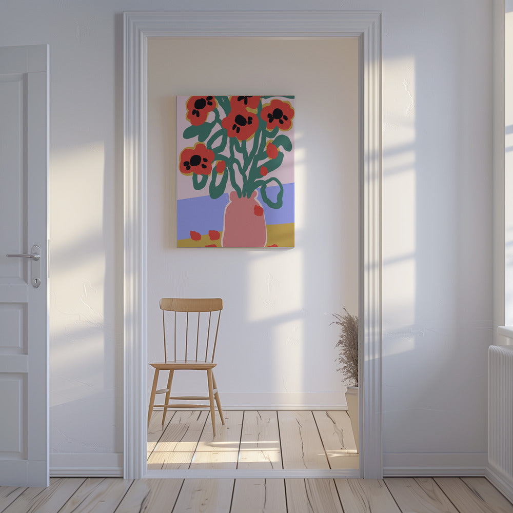 Vaas met opvallende bloemen | Canvas