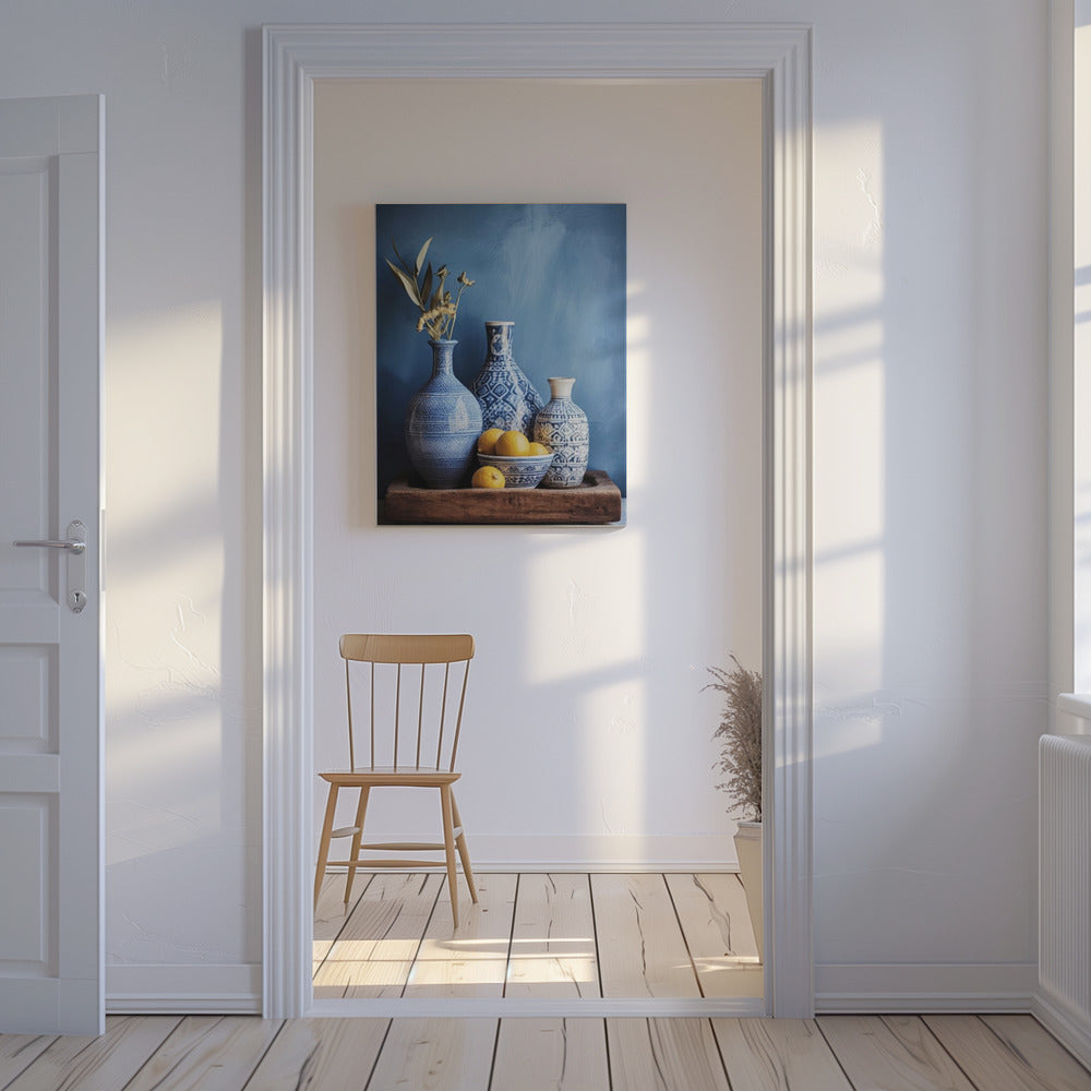 Stilleven met blauwe harmonie | Canvas