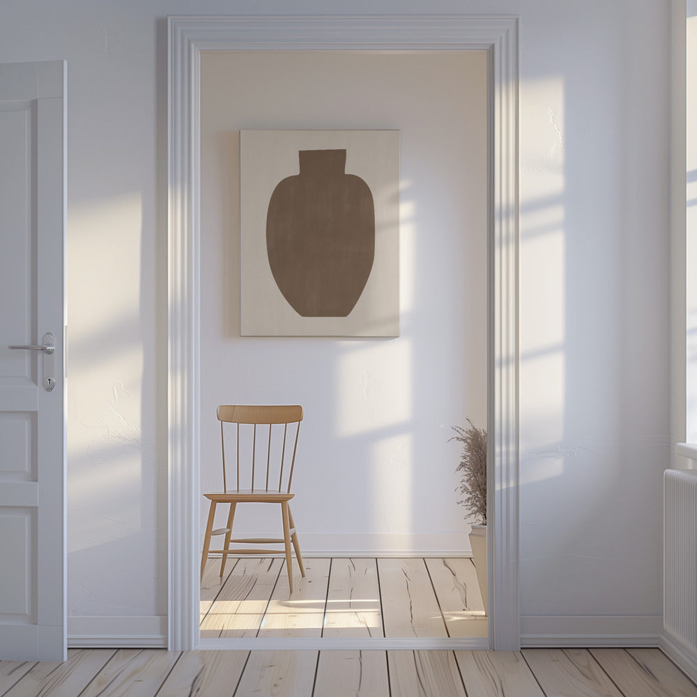 Bruin silhouet van een vaas | Canvas