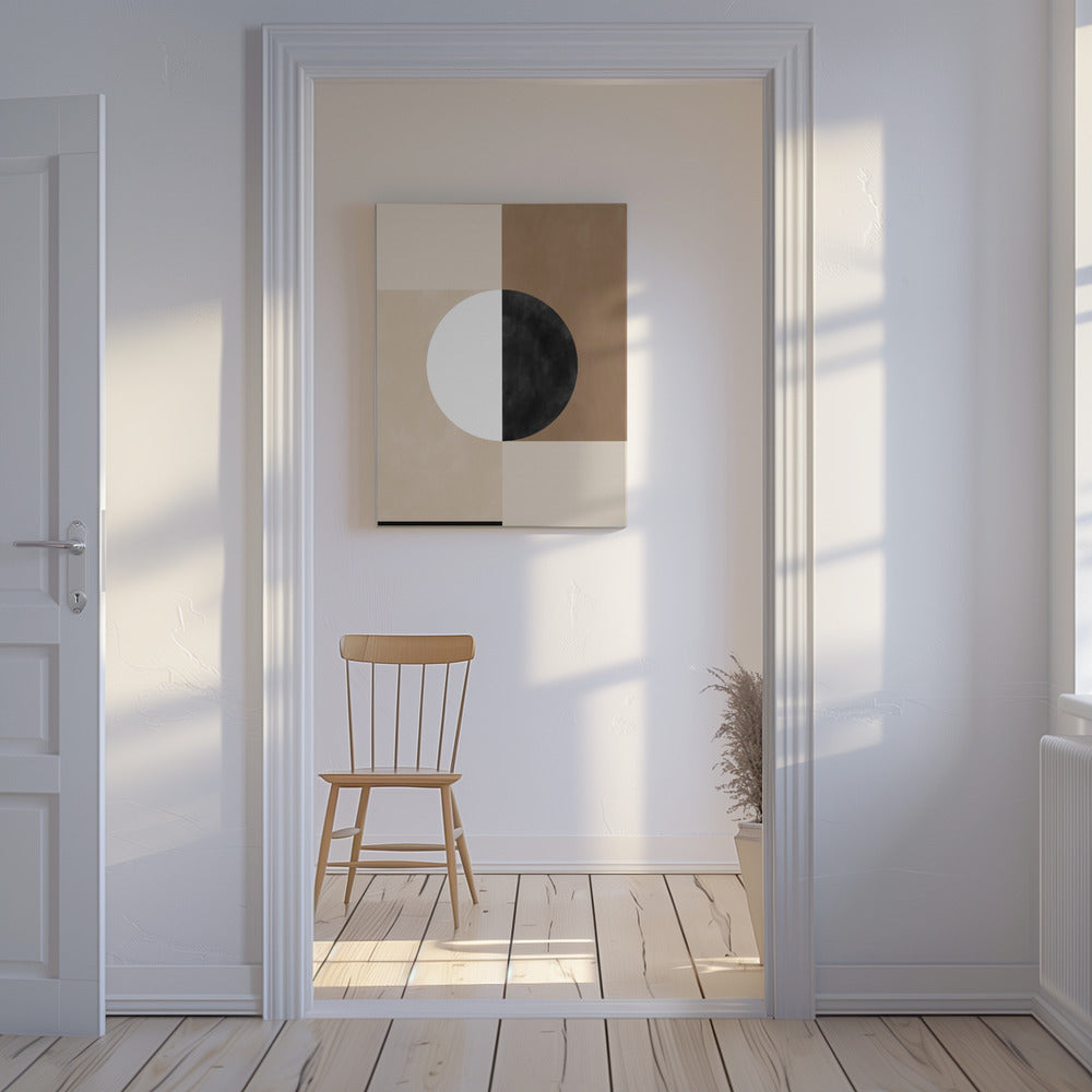 Geometrische vormen met een centrale cirkel | Canvas