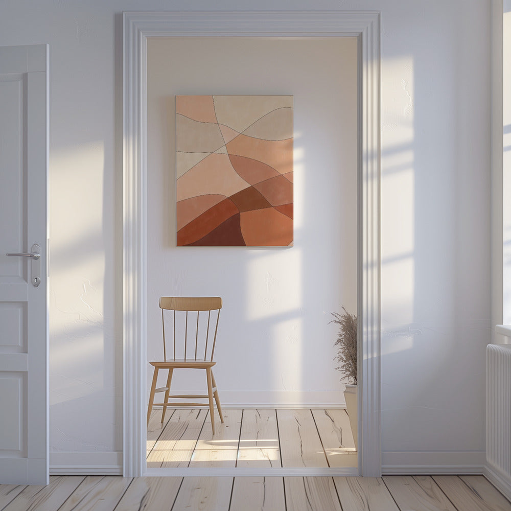 Vloeiende lijnen en warme aardetinten | Canvas