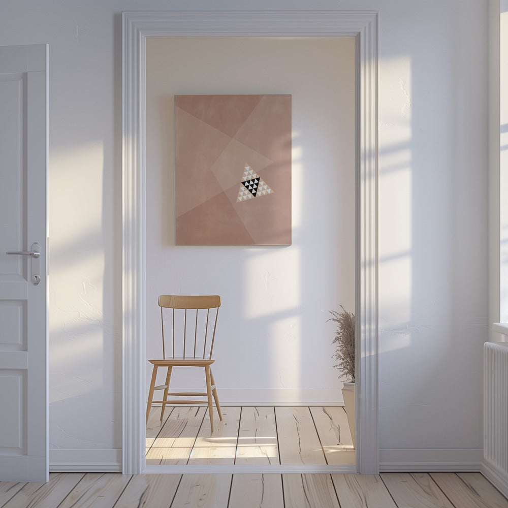 Geometrisch ontwerp met een centraal driehoekig patroon | Canvas