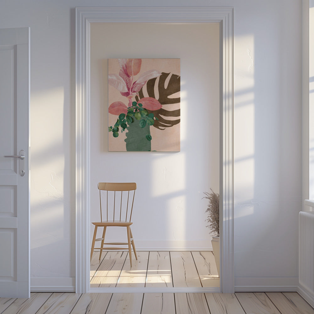 Bladeren Meer 6 Roze | Canvas