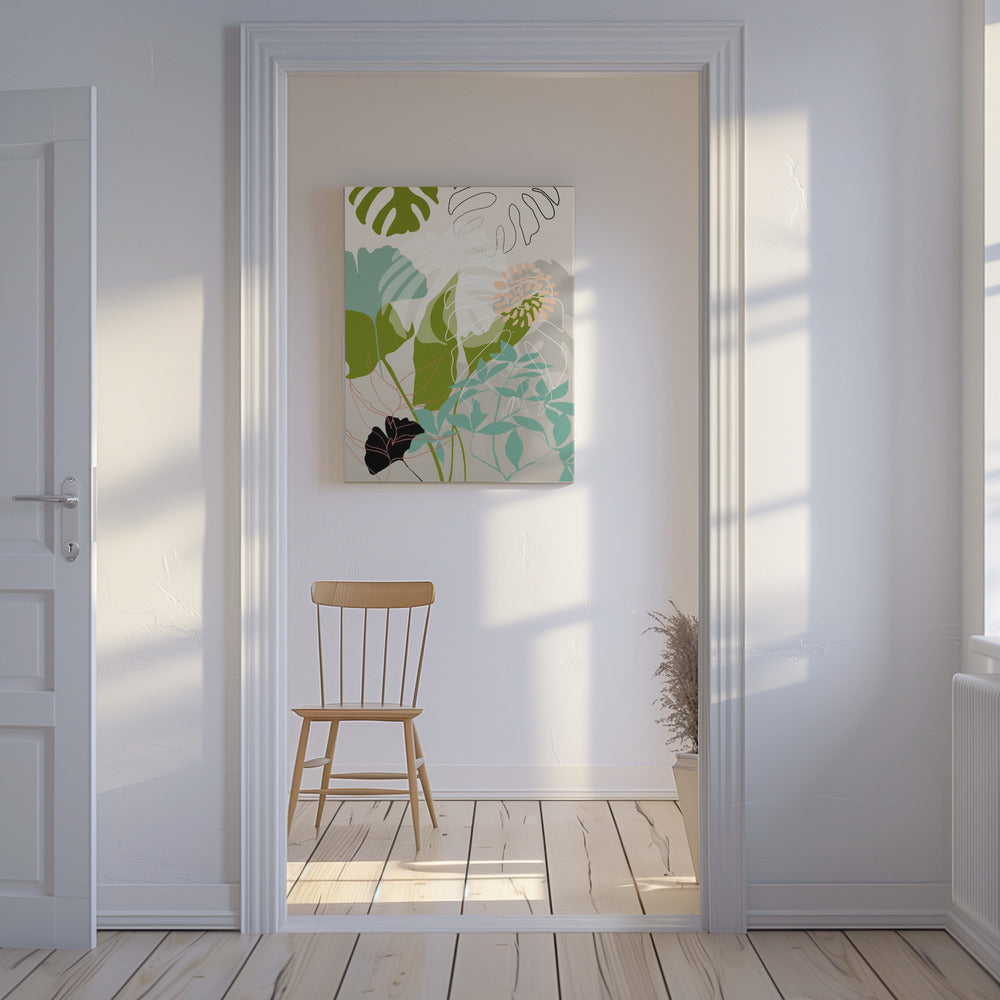 Bladerenlijn Boho3 Kopie | Canvas