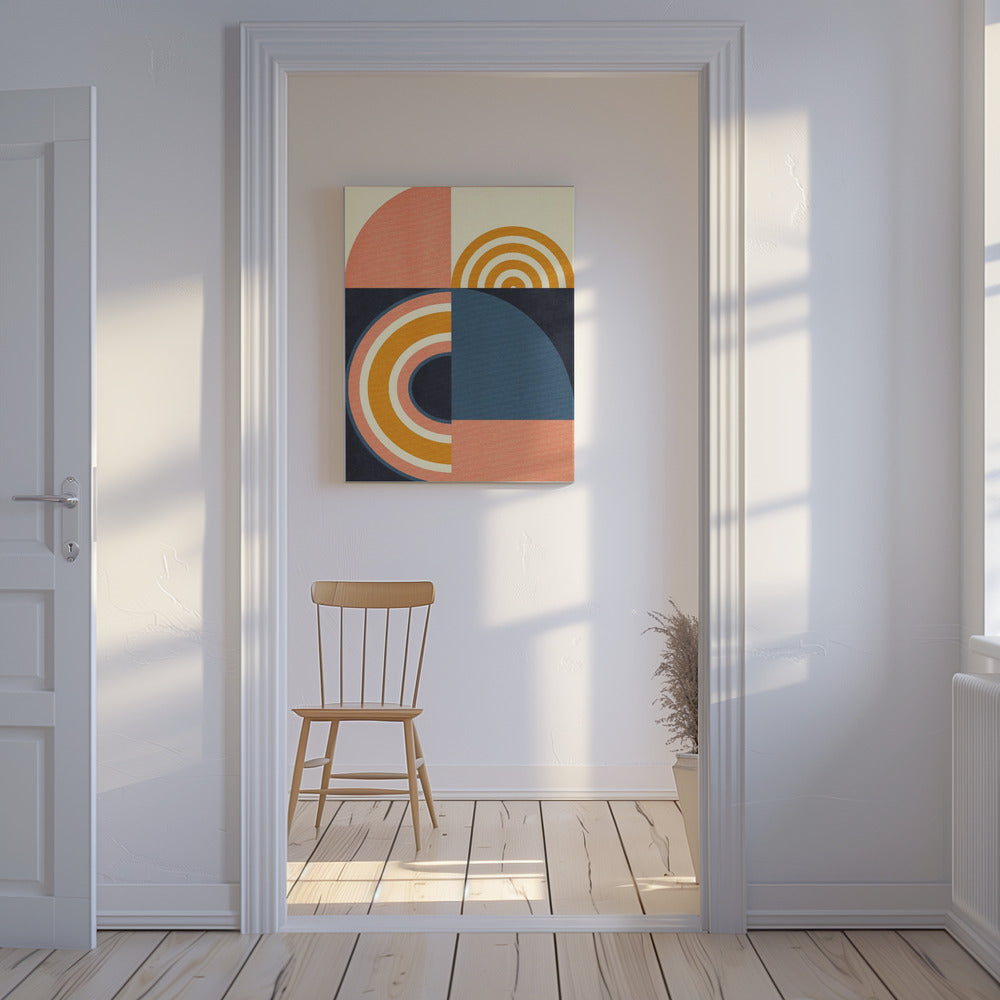 Regenboog Plus Vormen Blauw Mosterd9 | Canvas