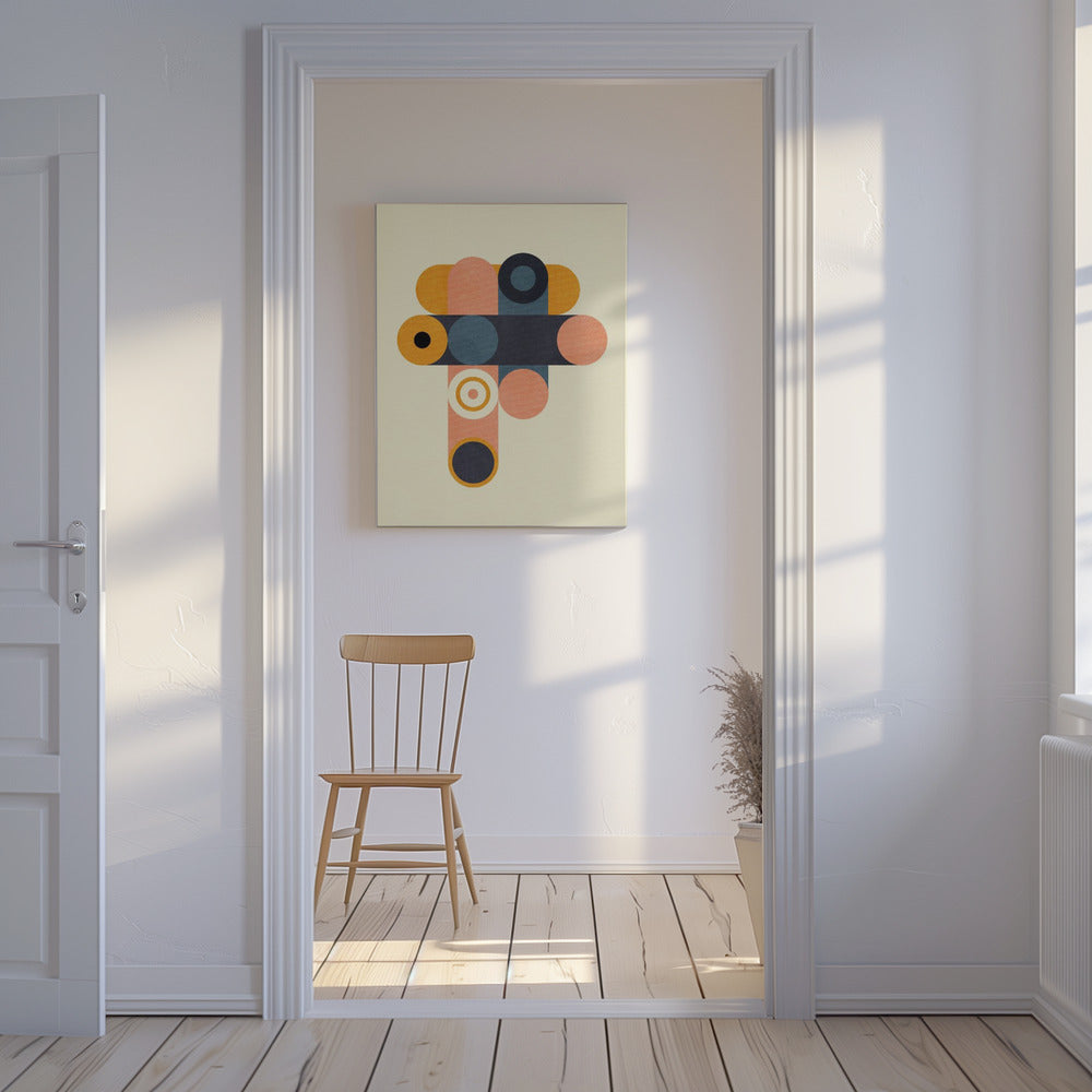Regenboog Plus Vormen Blauw Mosterd8 | Canvas