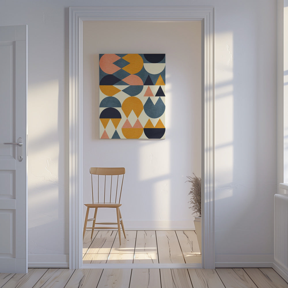 Regenboog Plus Vormen Blauw Mosterd6 | Canvas