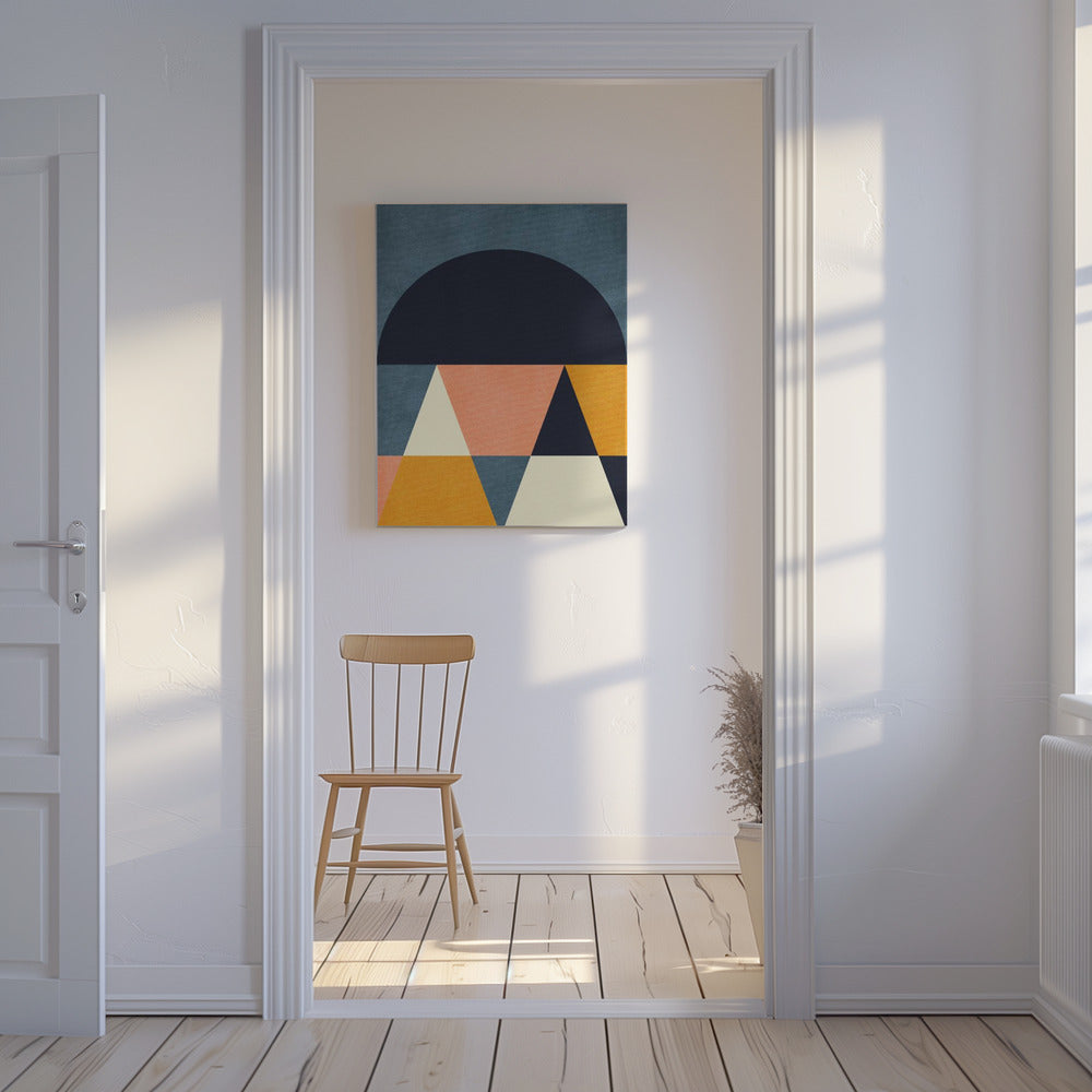 Regenboog Plus Vormen Blauw Mosterd4 | Canvas