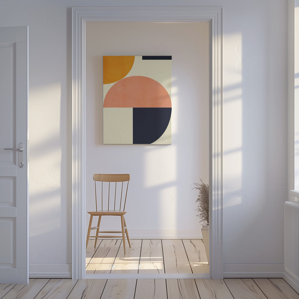 Regenboog Plus Vormen Blauw Mosterd2 | Canvas