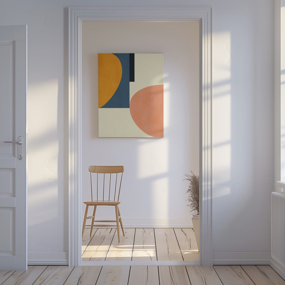 Regenboog Plus Vormen Blauw Mosterd1 | Canvas