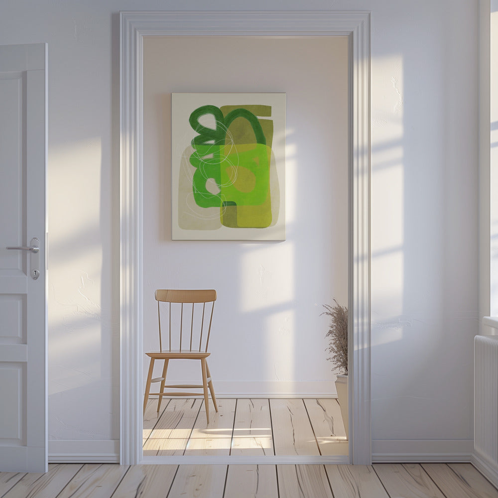 Geschilderde lijnen Groen Tan 4 Kopie | Canvas