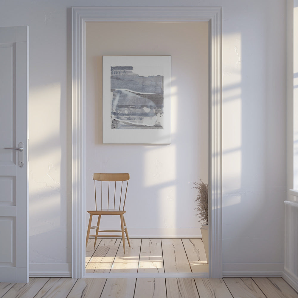 Grijze en witte penseelstreken | Canvas