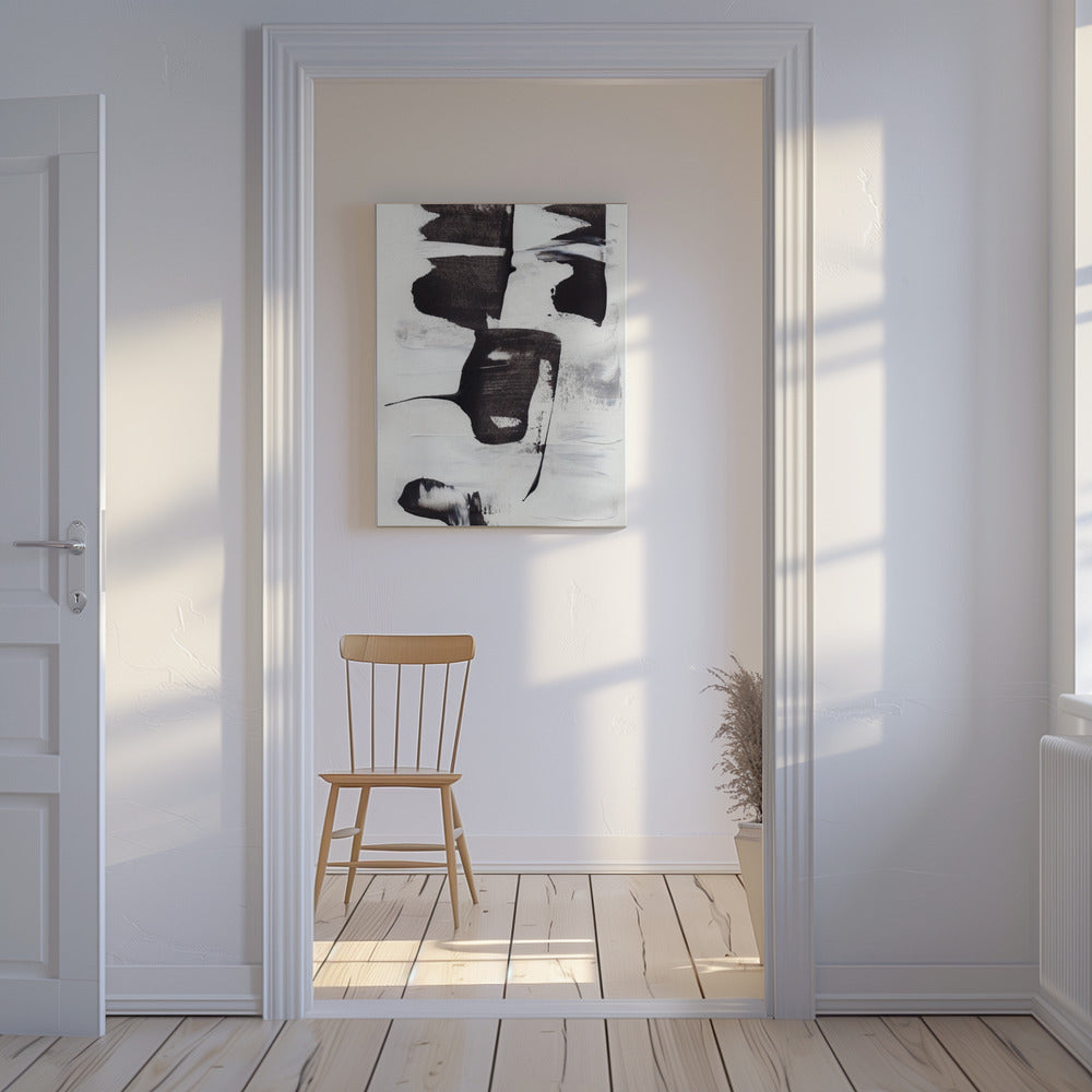 Expressieve monochrome penseelstreken | Canvas