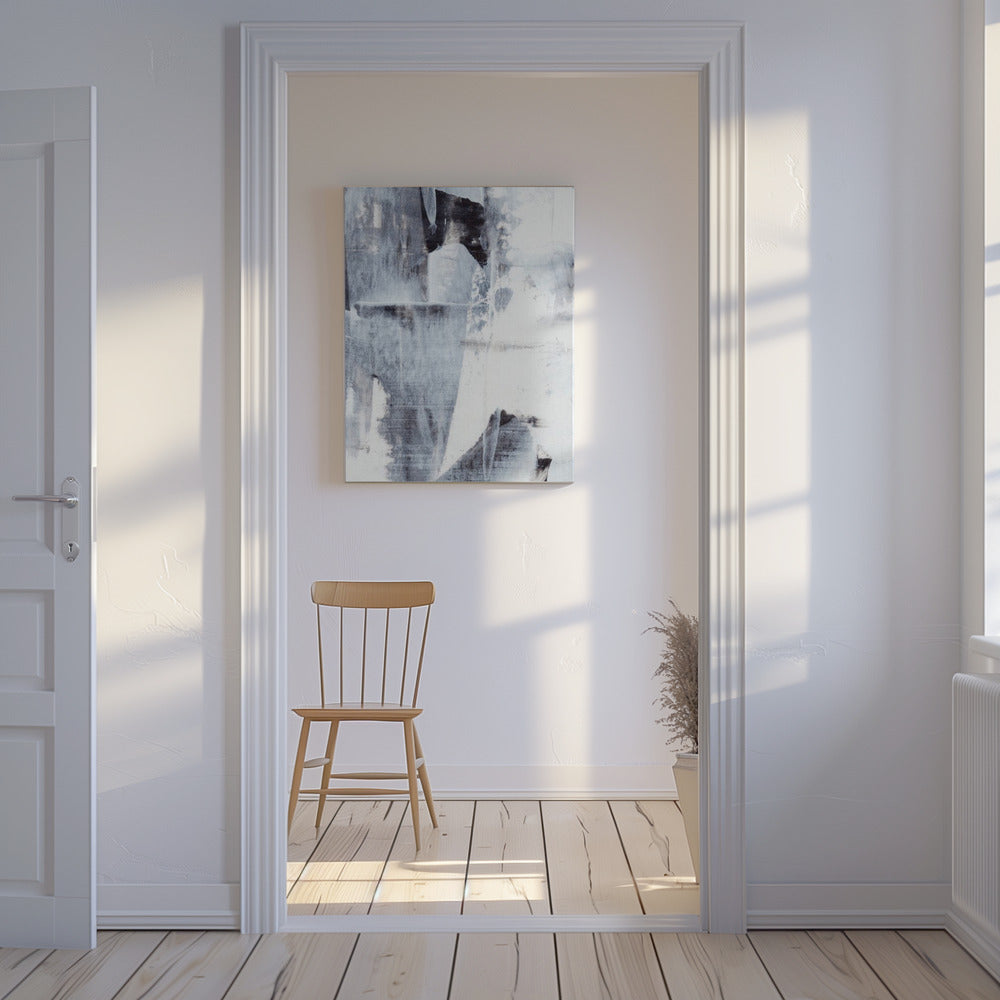 Penseelstreken in monochrome tinten | Canvas
