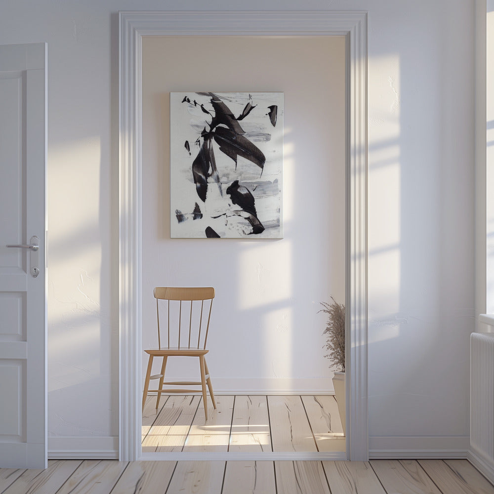 Monochrome dynamische penseelstreken | Canvas