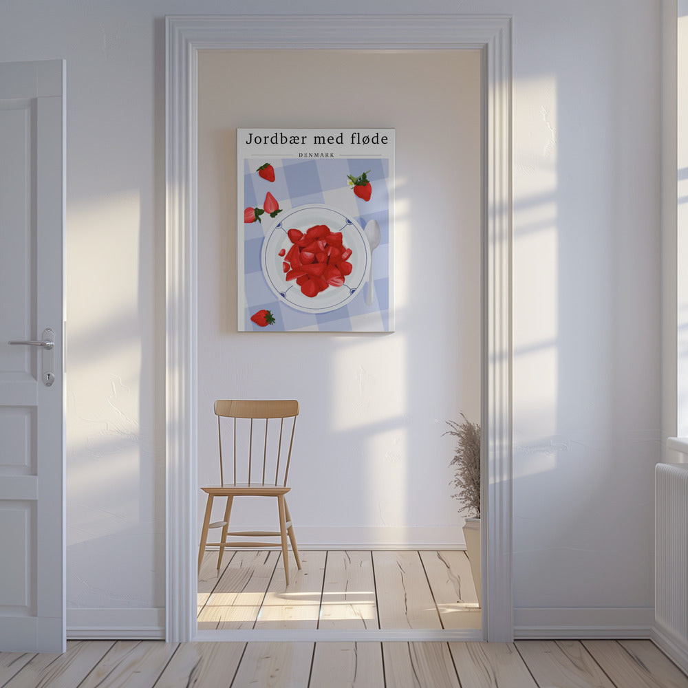 Aardbei met slagroom - Denemarken | Canvas