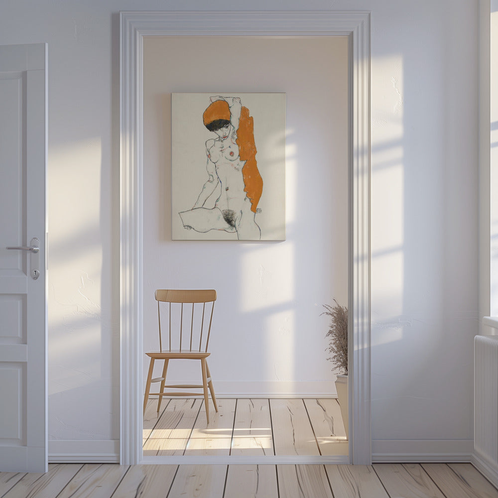 Staand naakt met oranje draperie 1914 | Canvas