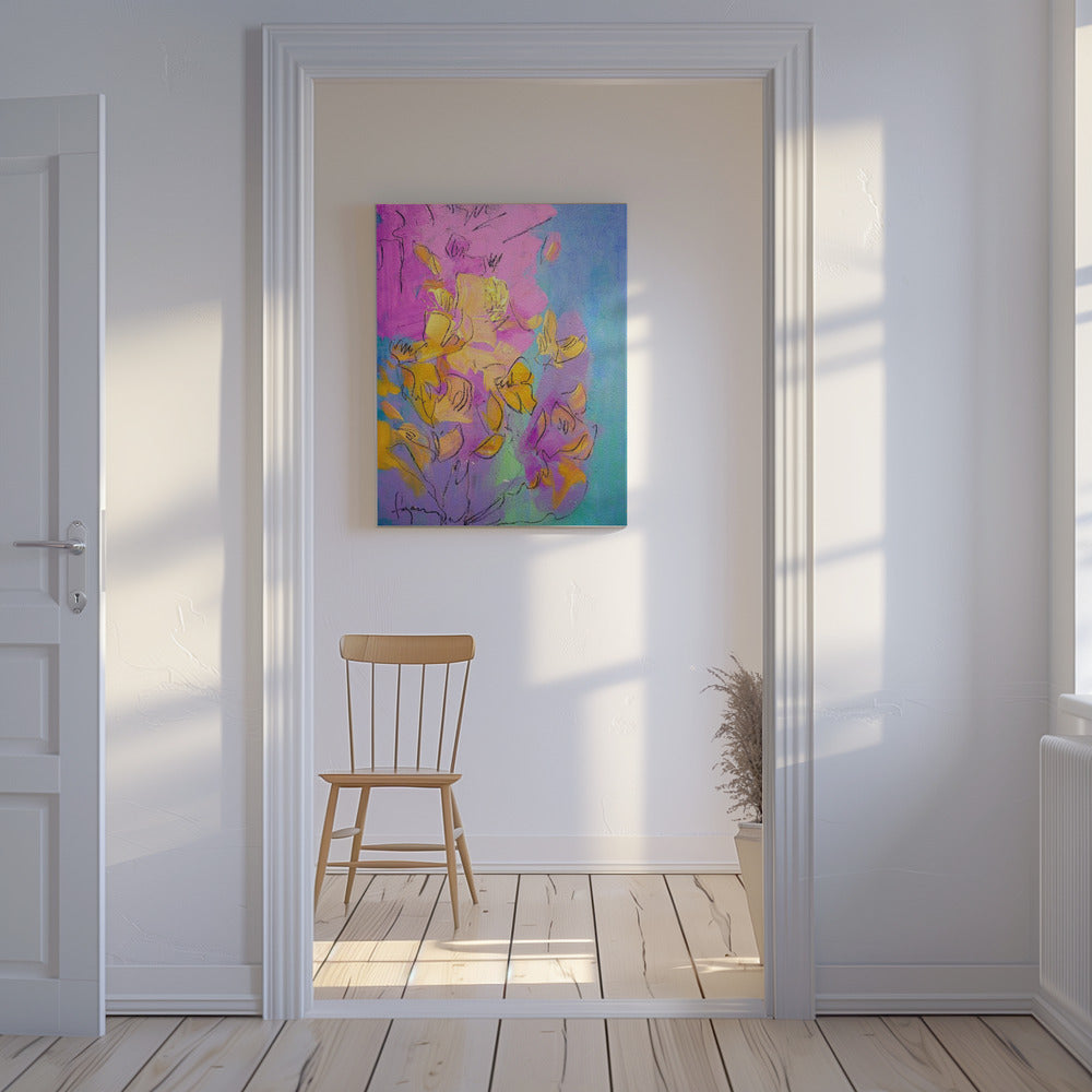 Levendige bloemblaadjes dansen | Canvas