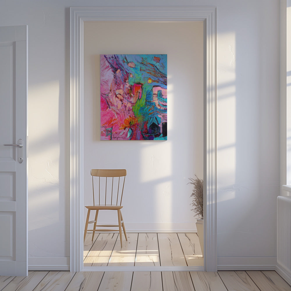 Mijn roze huisje in de tuin | Canvas