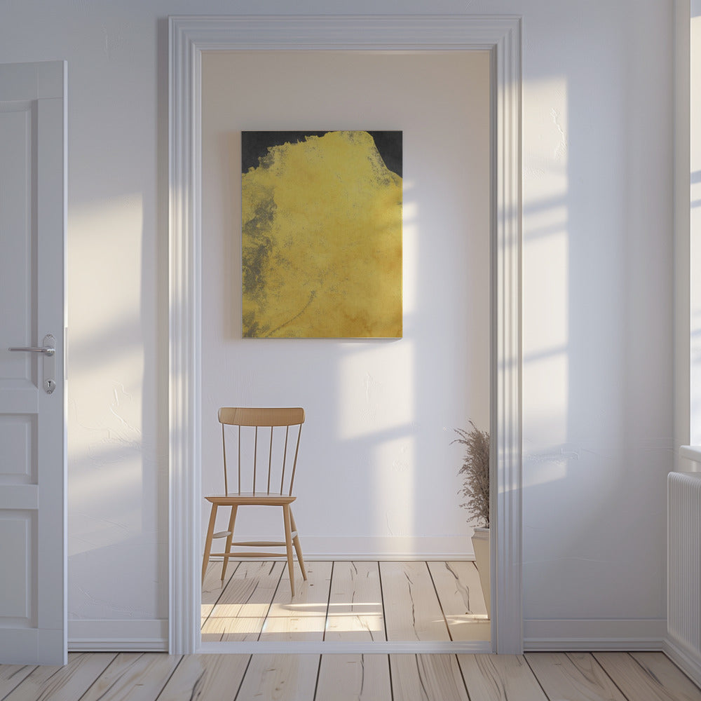 Minimaal landschap zwart en geel 01 | Canvas