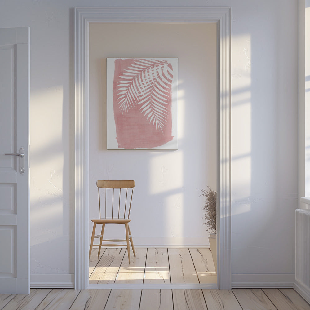 Roze palmbladeren silhouet | Canvas