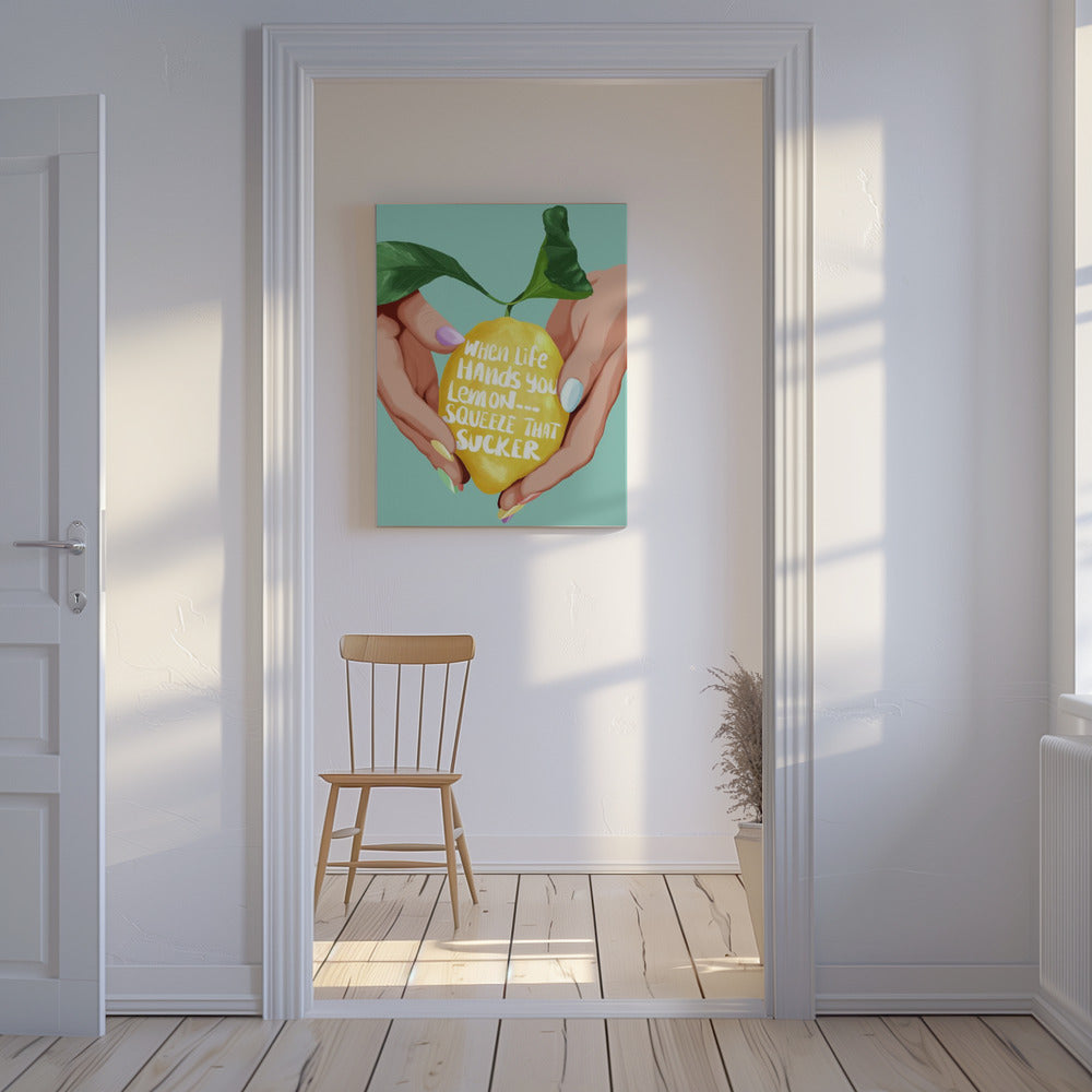 Pers dat citroentje uit | Canvas