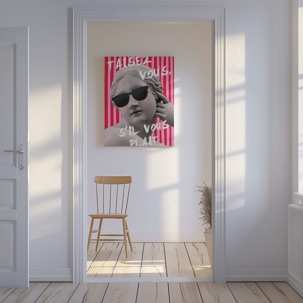 Roze en rood gestreepte Venus | Canvas