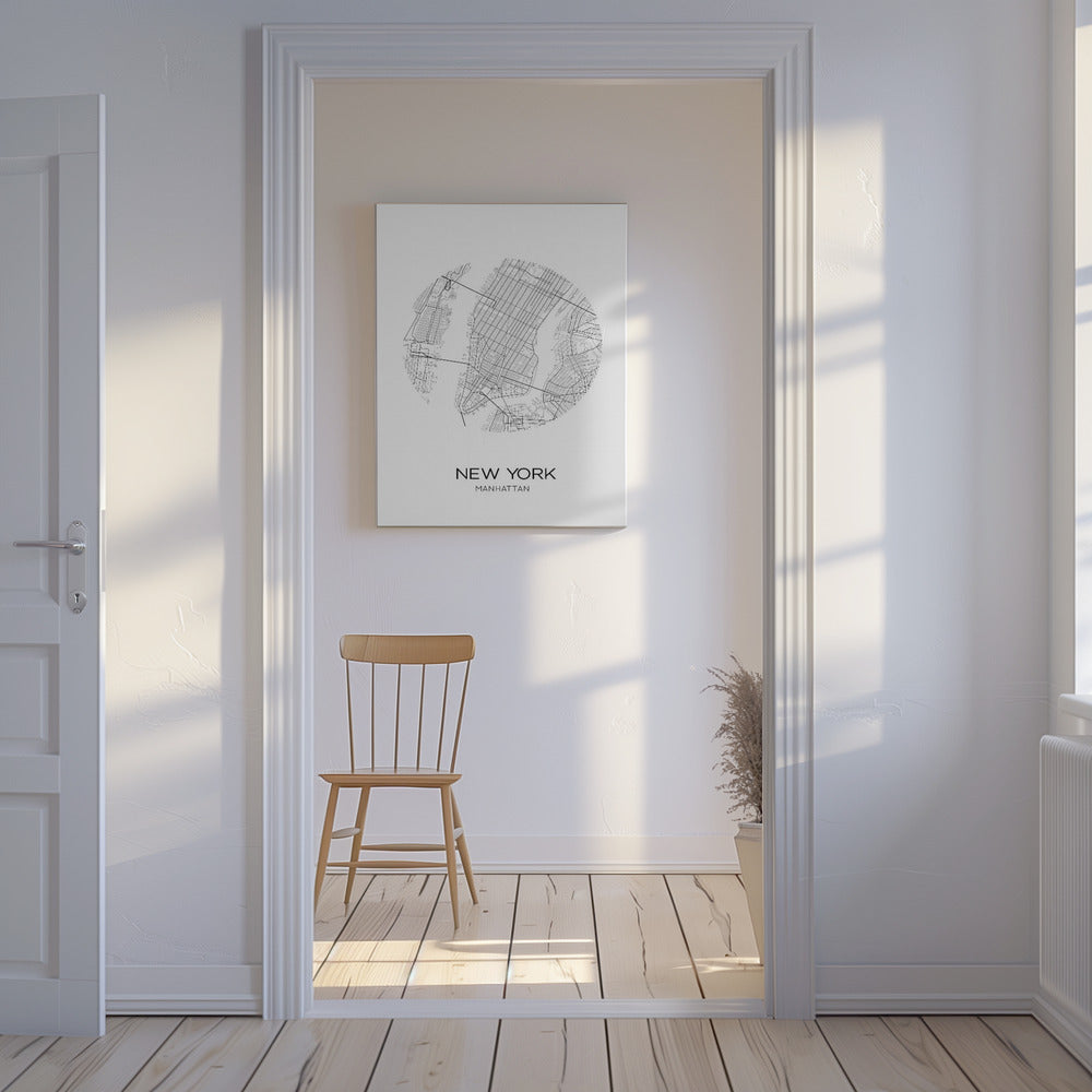 Wegenkaart van Manhattan | Canvas