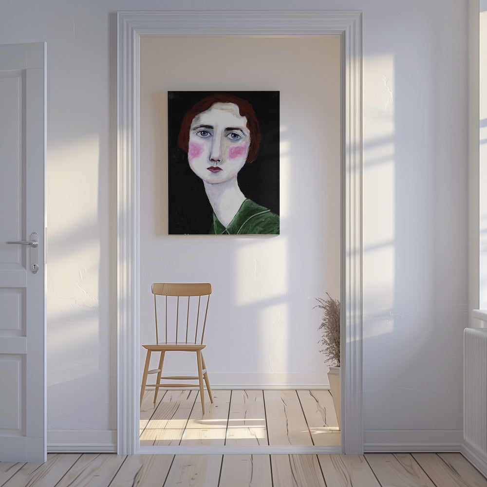 Vintage Vrouw met roze wangen | Canvas