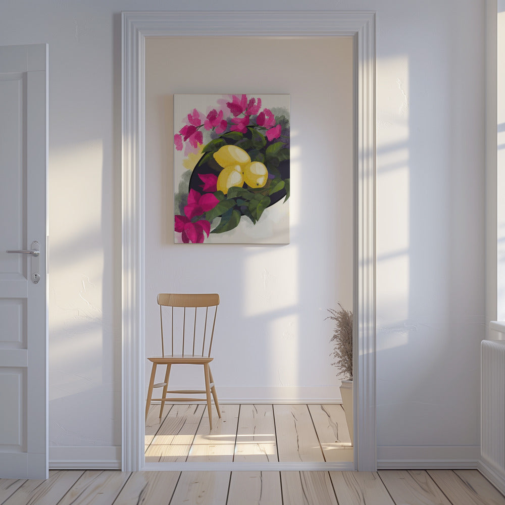 Bougainvillea en citroenen | Canvas
