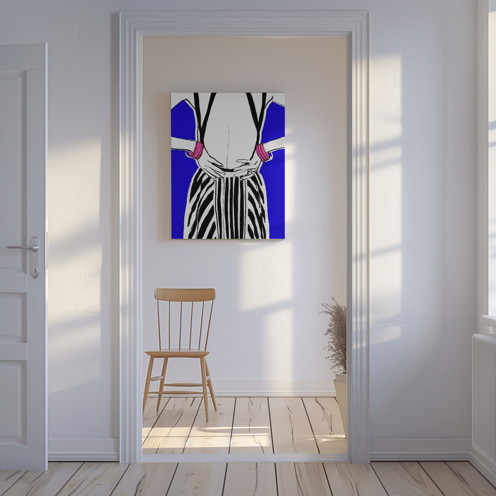 Gedurfde strepen, blauwe achtergrond | Canvas