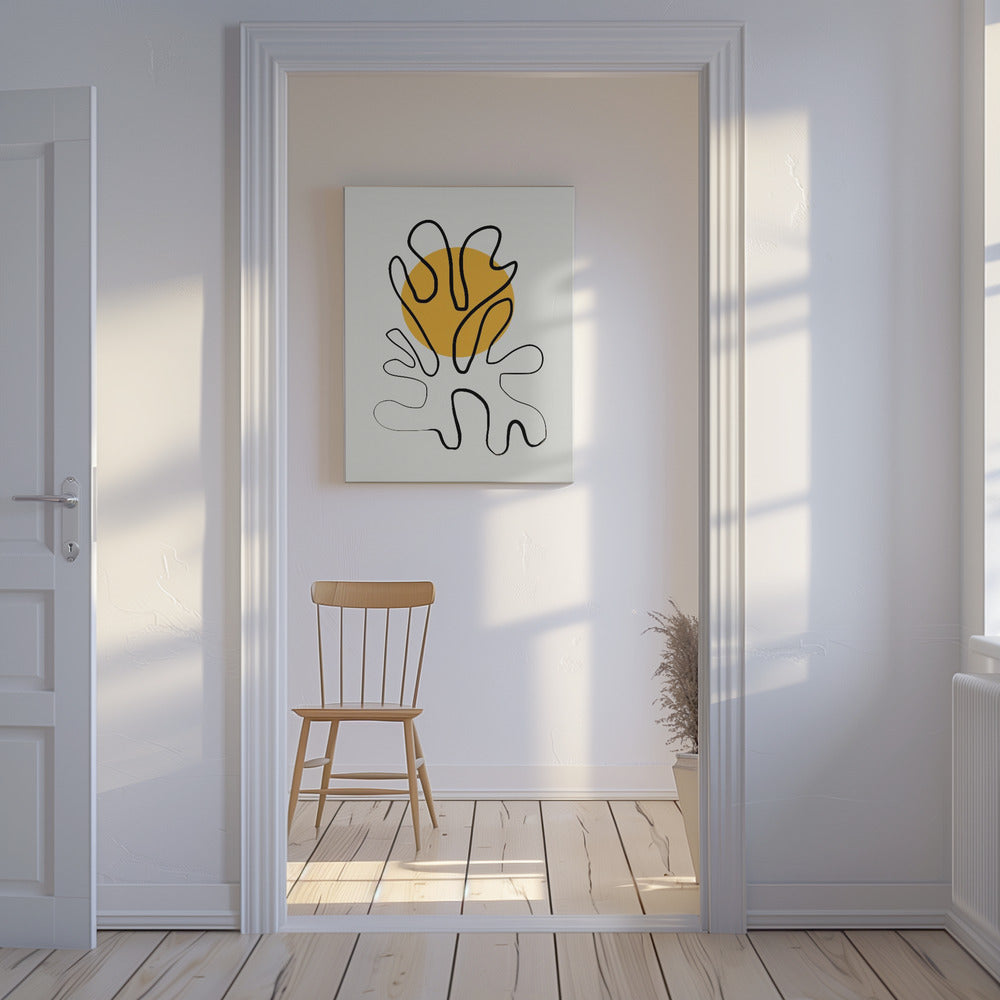 Minimalistisch koraal en zon | Canvas
