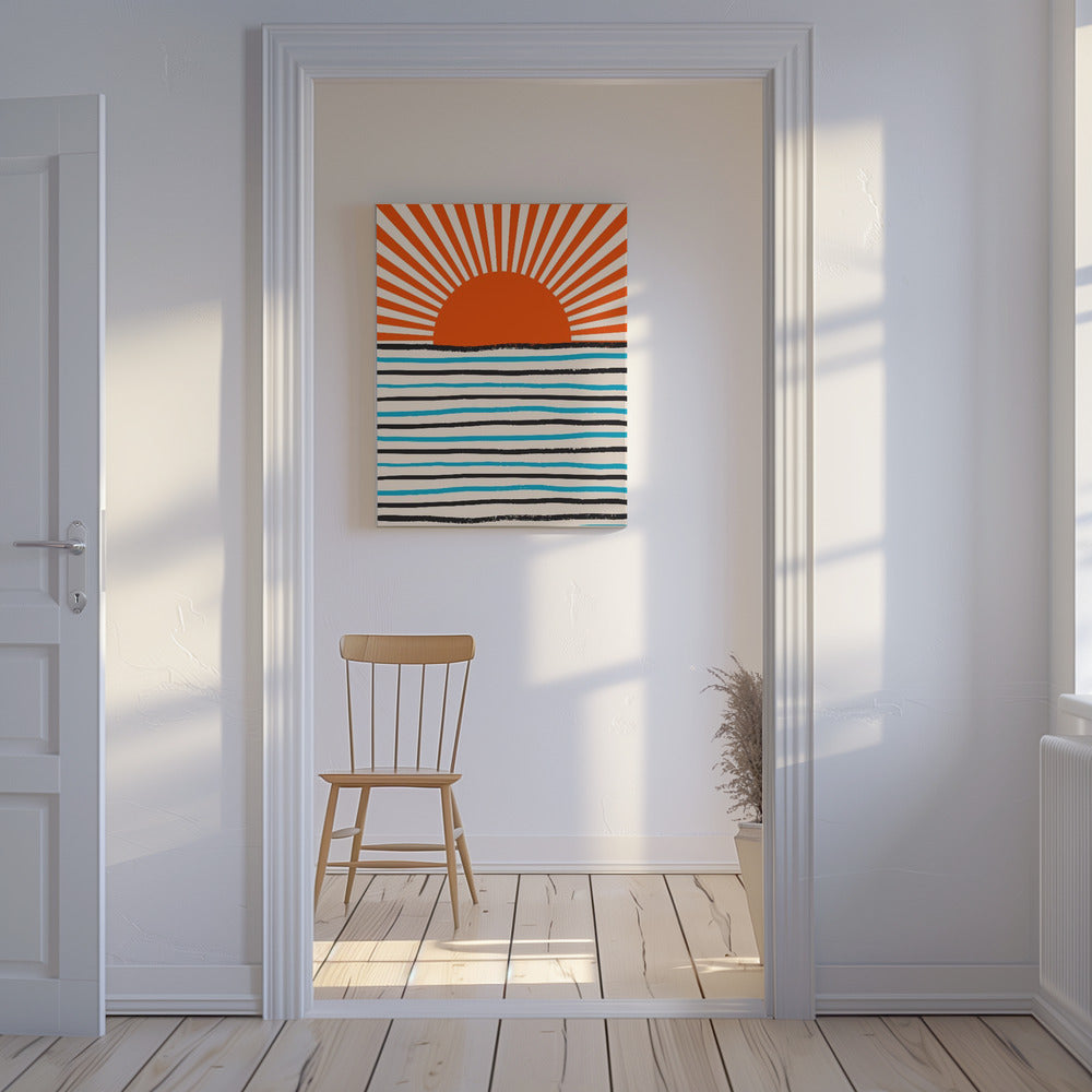 Rode Zon en Zee | Canvas