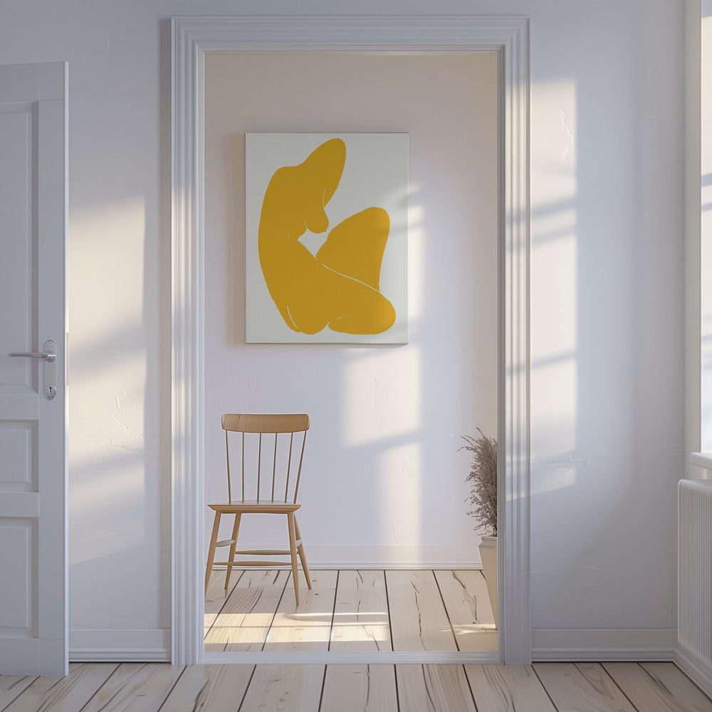 Geel silhouet van een vrouwenfiguur | Canvas