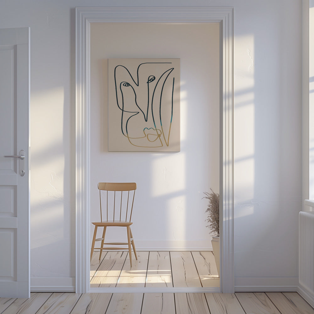 Lijnkunst Gezicht | Canvas