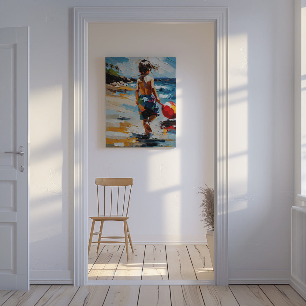 Jongen op het strand | Canvas