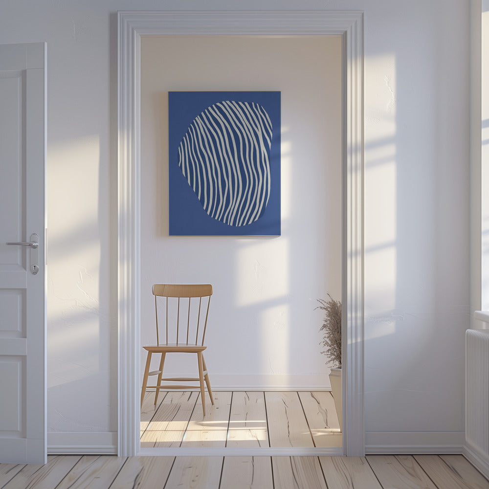 Lijnkunst opgesloten in de ruimte - blauw | Canvas