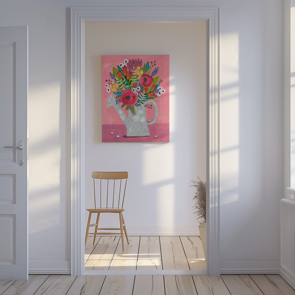 Watering Can with Flowers | Canvas