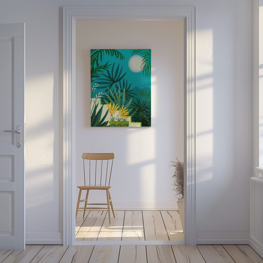 Regenwoud met maanlicht | Canvas