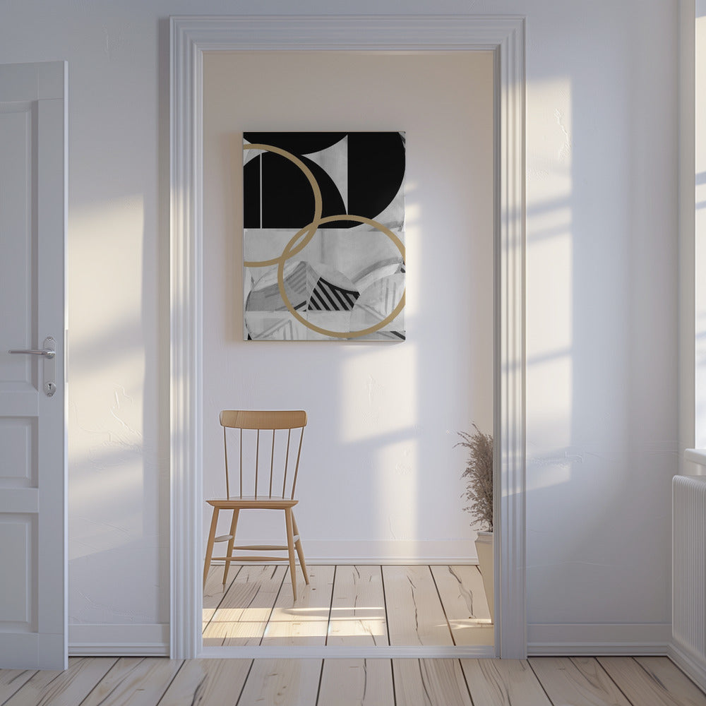 Zwart-witte strepen gouden bollen nr. 2 | Canvas