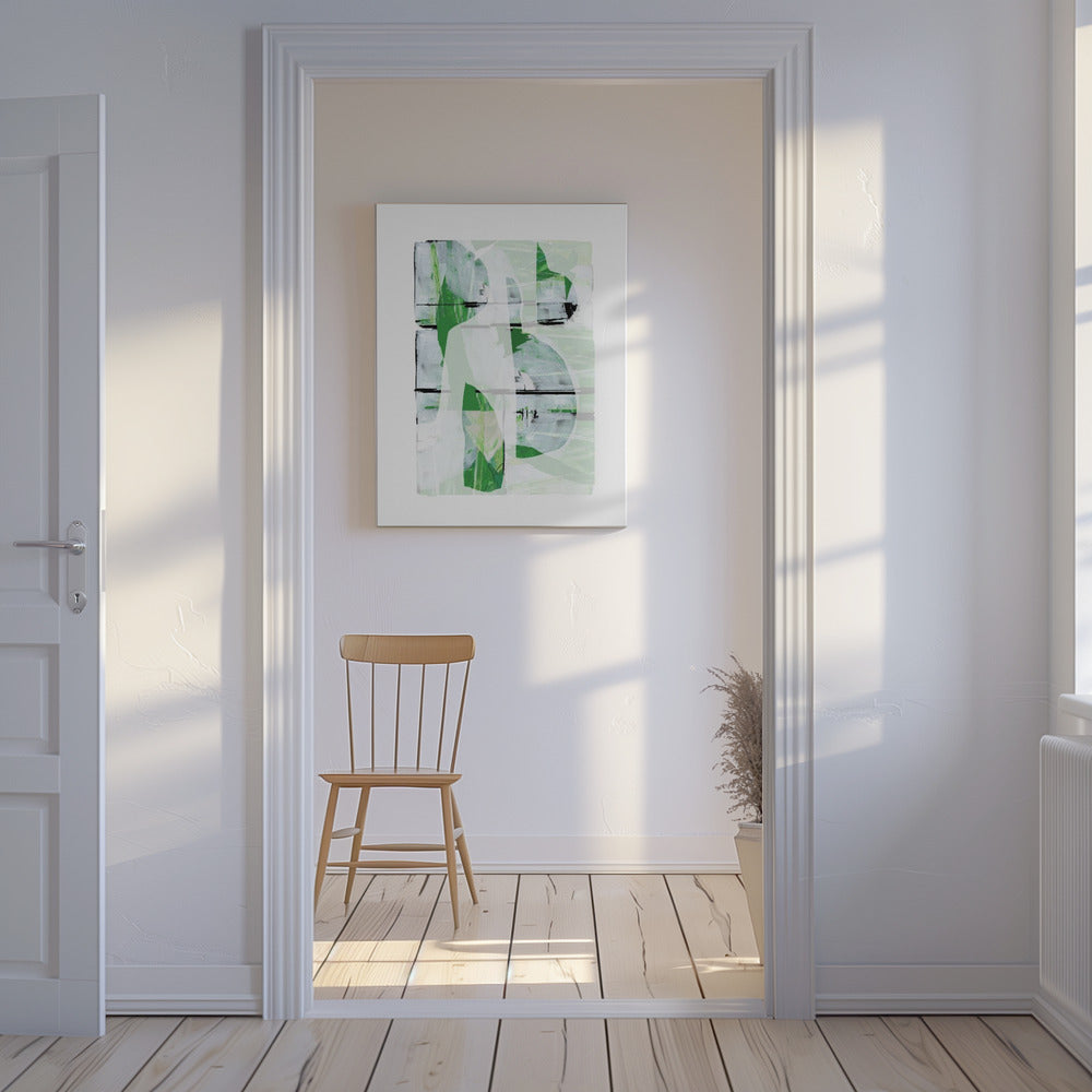 Limegroen Zwart Abstract Nr. 3 | Canvas