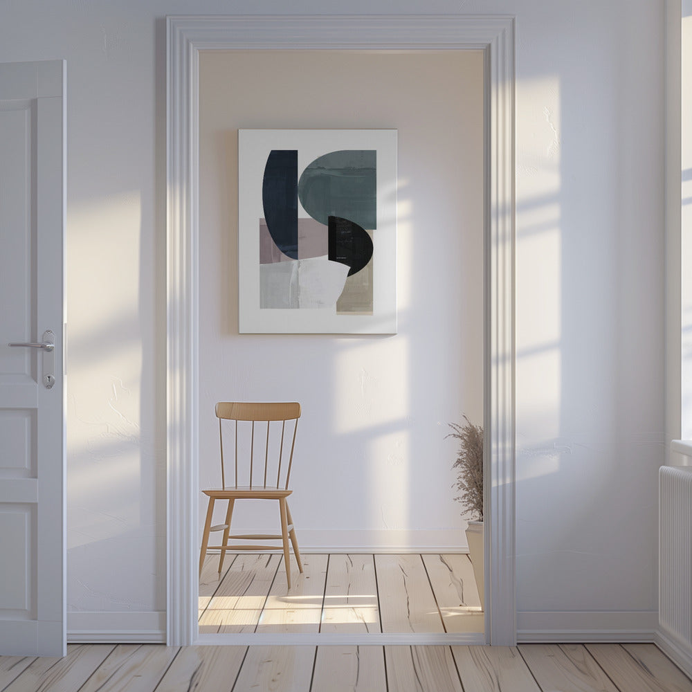 Marineblauwe vormen nr. 3 | Canvas