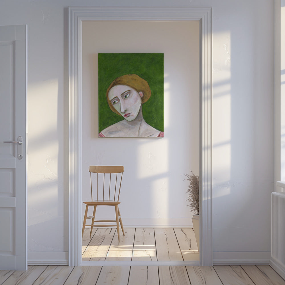 Dame kijkt naar beneden | Canvas