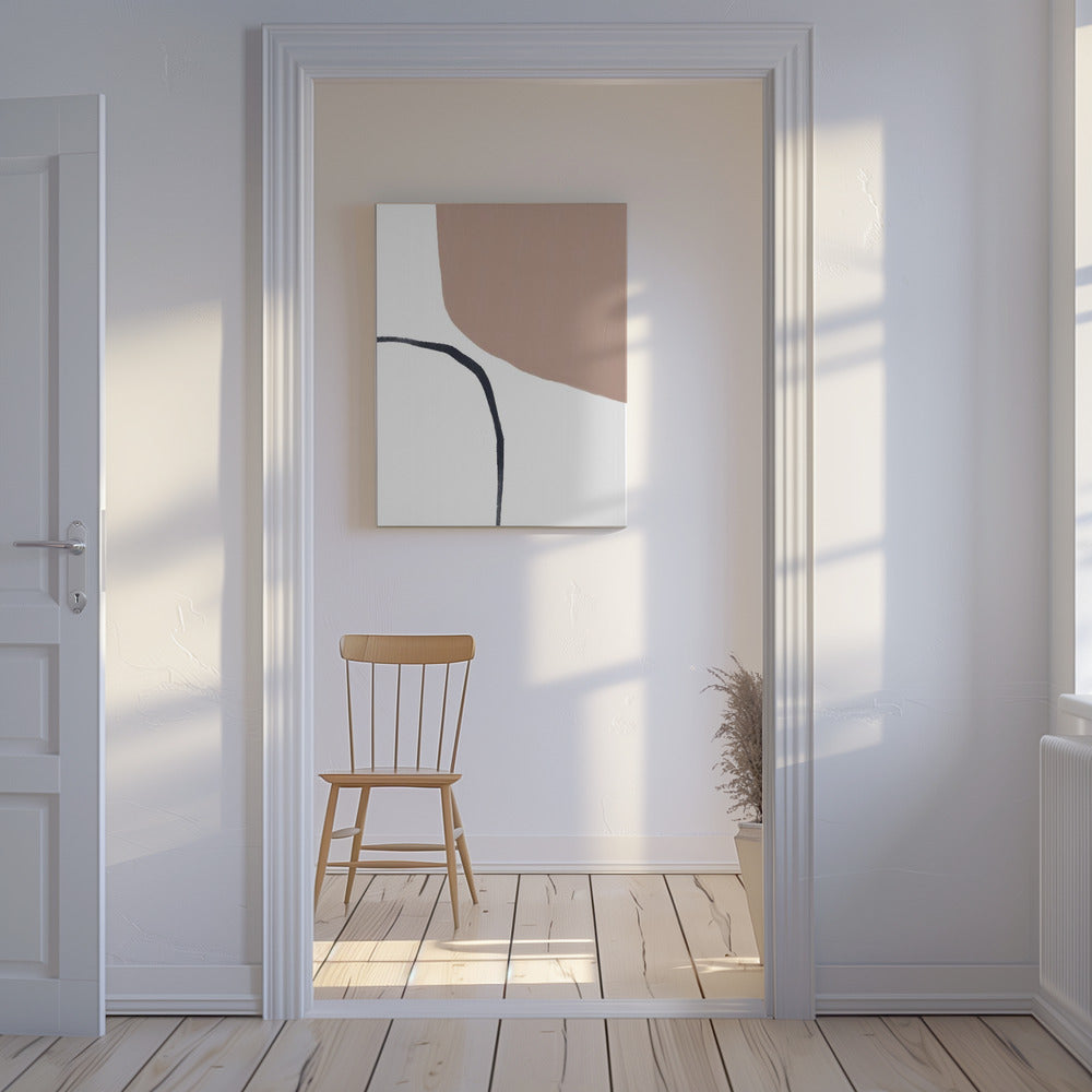 Zachte beige en zwarte lijnen | Canvas