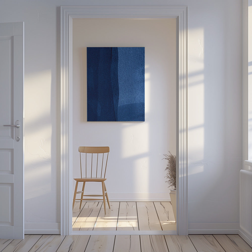 Blauwe textuur met vloeiende verticale lijnen | Canvas